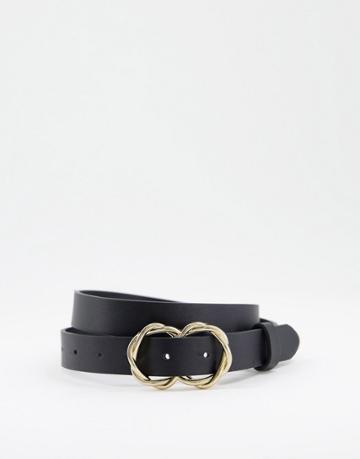 Pieces Twisted Double Circle Belt In Black