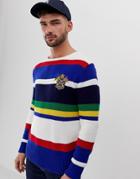 Polo Ralph Lauren Crest Logo Stripe Cotton Knit Sweater In Multi