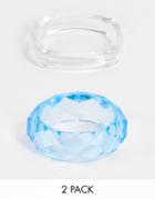 Asos Design 2-pack Bangles In Clear And Blue Plastic-multi