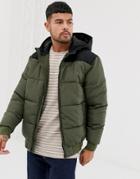 Only & Sons Hooded Padded Jacket In Green