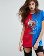 Criminal Damage Deconstructed T-shirt With Rose Print - Multi