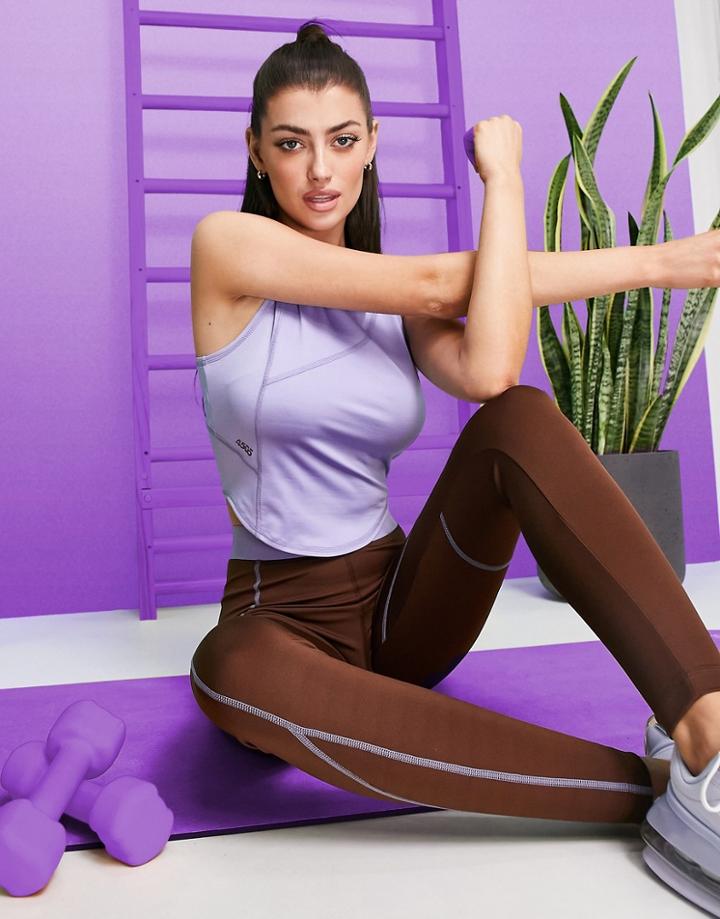 Asos 4505 Cropped Tank Top With Cut Out Seam-purple