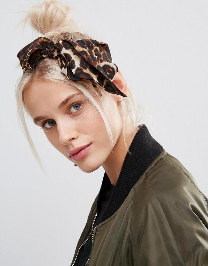 Asos Leopard Print Head/neck Scarf - Brown
