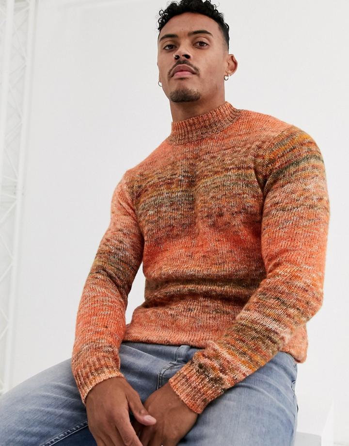 Asos Design Space Dye Sweater In Orange