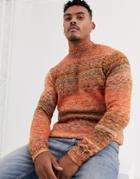 Asos Design Space Dye Sweater In Orange