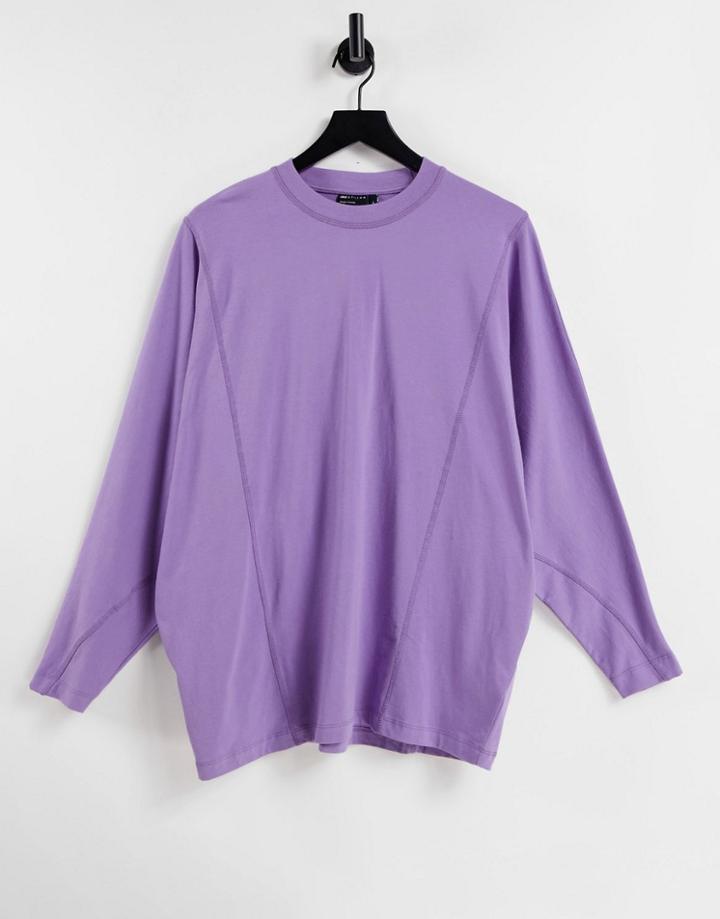 Asos Design Oversized Long Sleeve T-shirt With Batwing In Purple