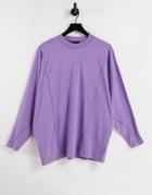 Asos Design Oversized Long Sleeve T-shirt With Batwing In Purple