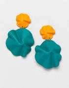 Asos Design Earrings In Crushed Shape Design In Matte Metal - Multi