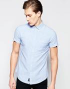 Threadbare Cotton Linen Short Sleeve Shirt - Blue