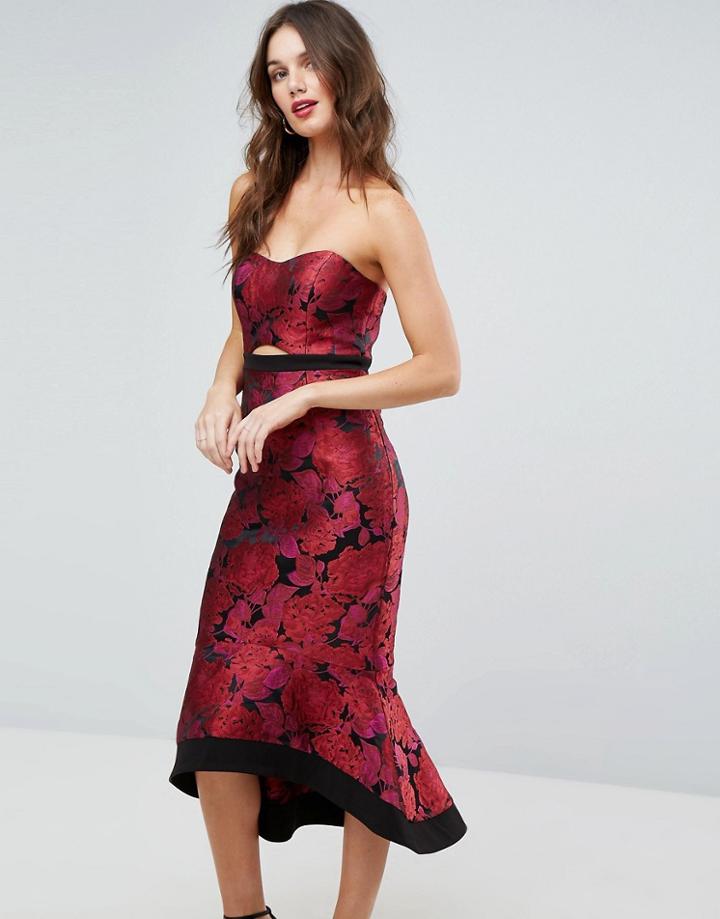 Forever New Premium Jaquard Midi Dress With Pephem - Multi