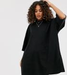 Asos Design Tall Oversized T-shirt Dress-black
