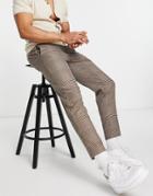 Selected Homme Slim Tapered Smart Pants In Brown Check