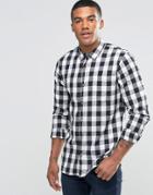 Pull & Bear Check Shirt In Black And White In Regular Fit - White