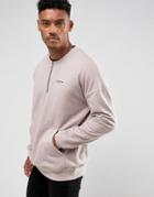 Illusive London Sweatshirt In Stone With Half Zip - Stone