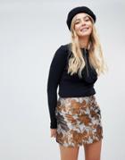 Brave Soul Floral Skirt In Brocade - Multi