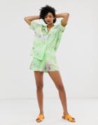 & Other Stories Tie Dye High Waisted Shorts In Green - Green