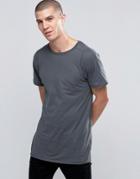 Selected Longline T-shirt In Grey - Gray