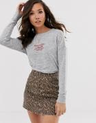 Abercrombie & Fitch Cozy Logo Top In Gray