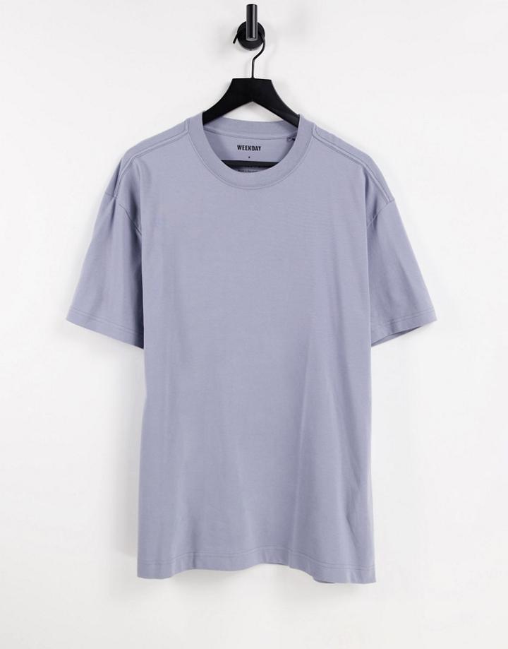 Weekday Oversized T-shirt In Gray Blue-grey