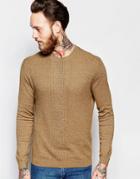 Asos Cable Knit Sweater In Mustard Twist Cotton - Mustard Twist