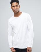 Sisley Long Sleeve T-shirt In Slub - White