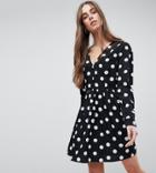 Asos Design Tall Tea Dress In Large Polka Dot - Multi