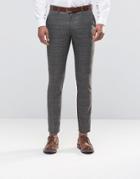 Selected Homme Skinny Fit Prince Of Wales Pants With Stretch - Brown
