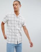 Asos Design Regular Fit Check Shirt With Revere Collar In Ecru - White