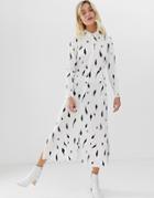 Asos Design Maxi Shirt Dress In Mono Squiggle Print - Multi