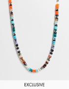 Reclaimed Vintage Inspired Necklace With Earthy And Metal Beads-multi
