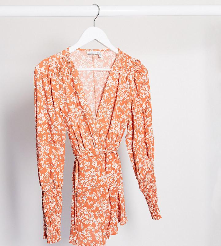 Asos Design Maternity Floral Wrap Top With Shirring-multi