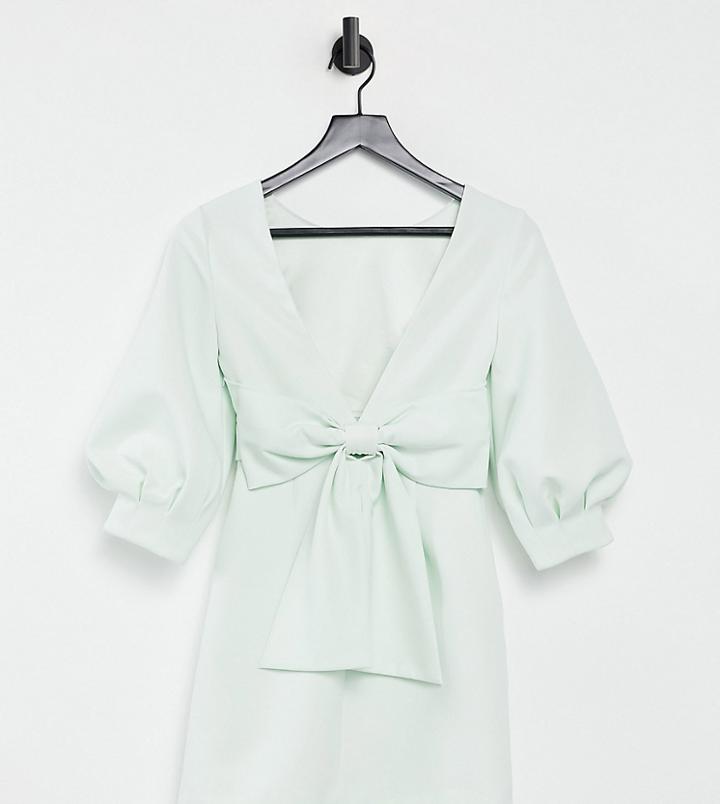 Ever New Petite Bow Back Mini Dress In Sage Green