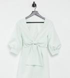 Ever New Petite Bow Back Mini Dress In Sage Green