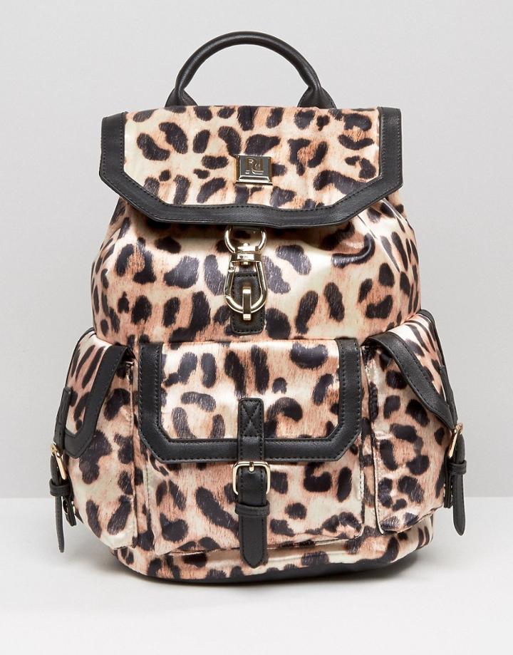 River Island Leopard Print Backpack