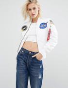 Alpha Industries Ma-1 Nasa Bomber Jacket With Patches - White