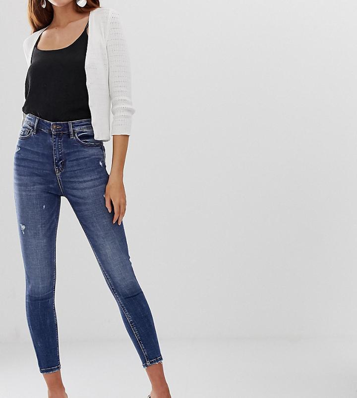 Stradivarius Super High Waist Skinny Jean In Mid Blue