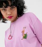 Disney The Lion King X Asos Design Knot Front T-shirt With Timon Print-pink
