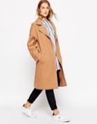 Asos Coat In Bonded Cloth With Raw Edge - Black
