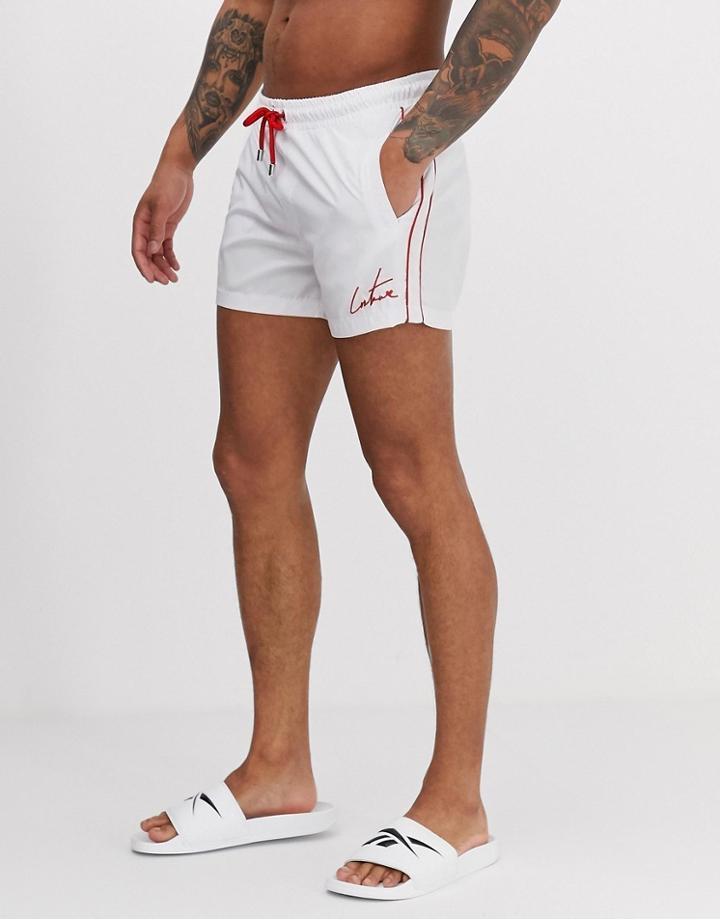 The Couture Club Swim Shorts With Logo In White - White