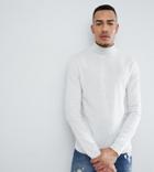 Asos Tall Roll Neck Cotton Sweater In Gray - Gray
