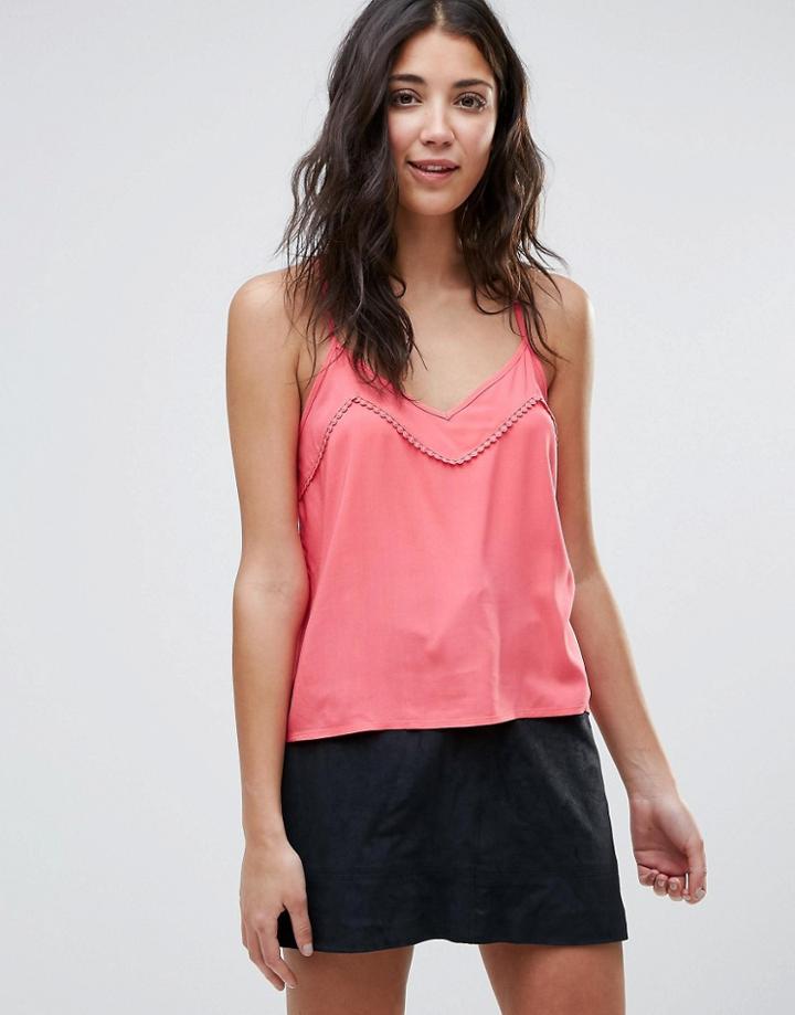 Vero Moda Super Easy Cropped Beaded Cami - Red