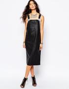 Noisy May Overall Midi Length Pu Dress - Black
