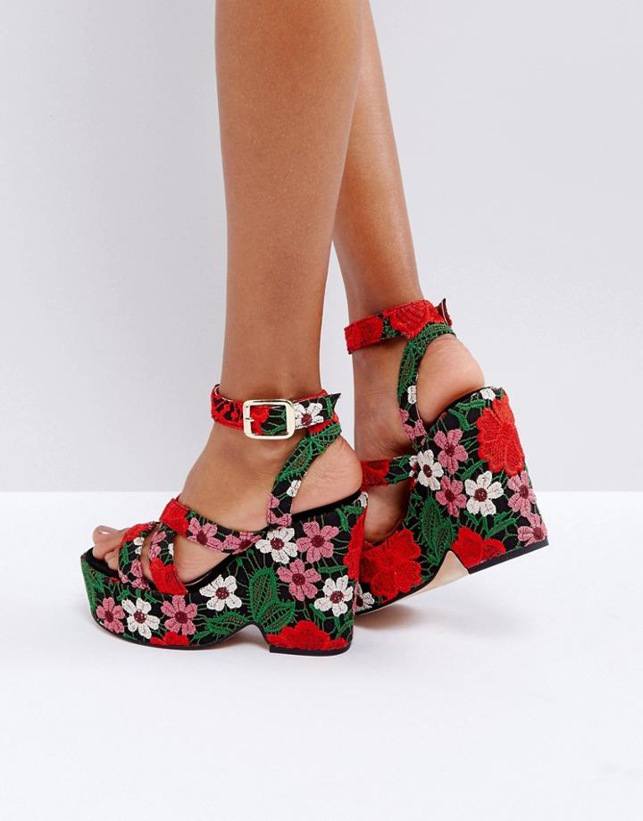 Asos Happy Days Flatform Sandals - Multi