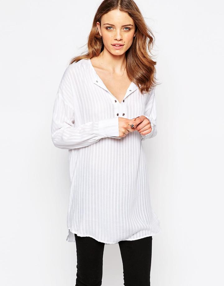 B.young Longline Tunic With Eyelet Detail - White
