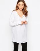 B.young Longline Tunic With Eyelet Detail - White