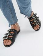 Boohoo Buckle Detail Flat Sandal - Black