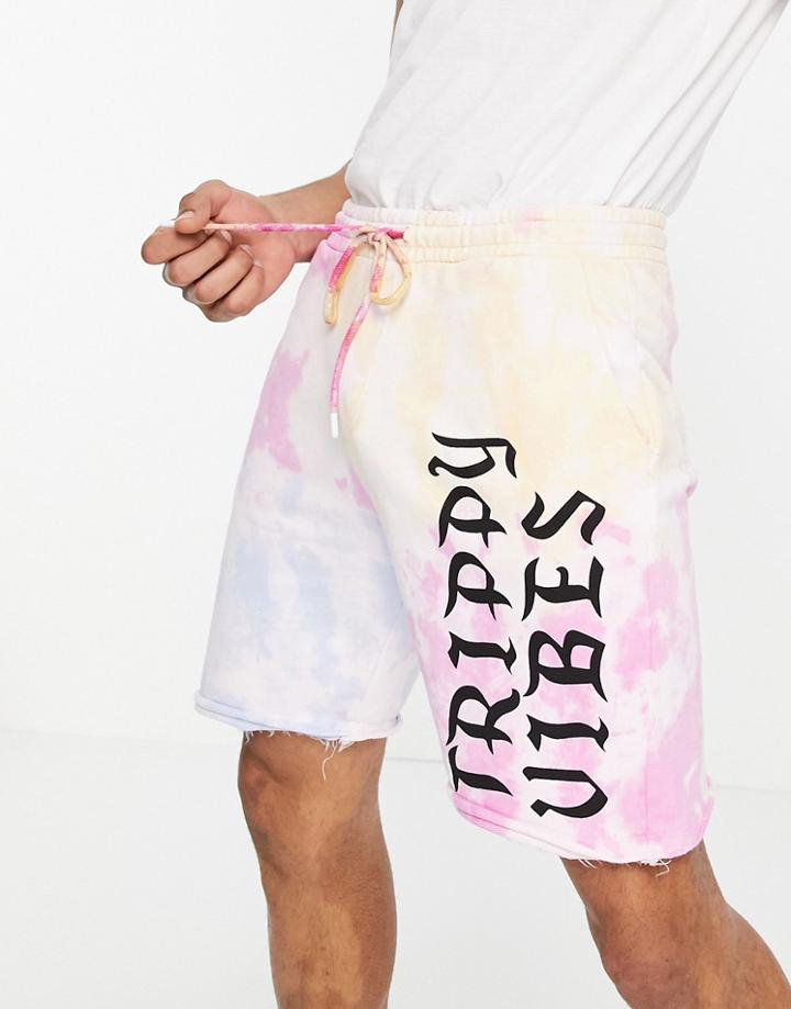 Bershka Jersey Shorts In Tie Dye-multi