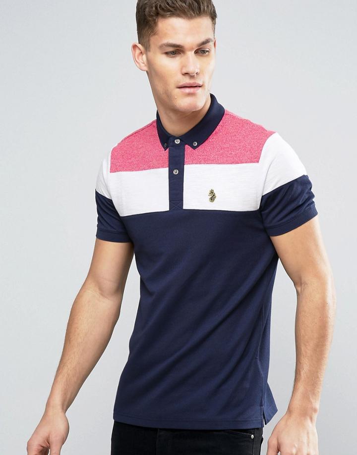 Luke 1977 Mickey Spacer Stripe Polo Small Logo In Navy - Navy