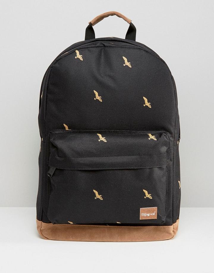 Spiral Birds Backpack In Black - Black