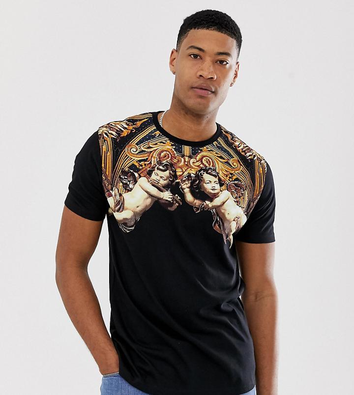 Asos Design Tall Relaxed T-shirt With Cherub Print - Black